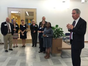 Goodwill Easter Seals Miami Valley CEO & President Lance Detrick starts the facility tour
